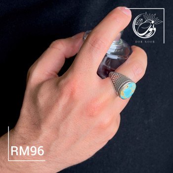 انگشتر نقره مردانه با سنگ فیروزه نیشابور کد Rm96