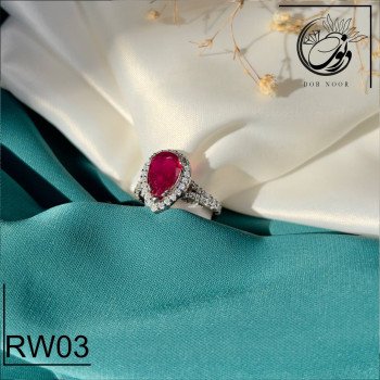 انگشتر نقره زنانه با سنگ یاقوت سرخ کد Rw03