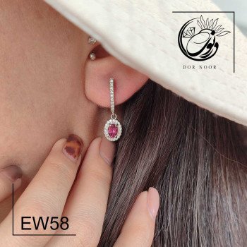 گوشواره نقره با سنگ گارنت کد Ew58 گوشواره نقره با سنگ گارنت کد Ew58