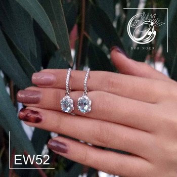 گوشواره نقره با سنگ توپاز سوئیسی کد Ew52