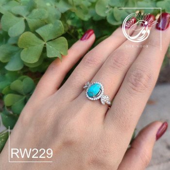 انگشتر نقره زنانه با سنگ فیروزه کد RW229