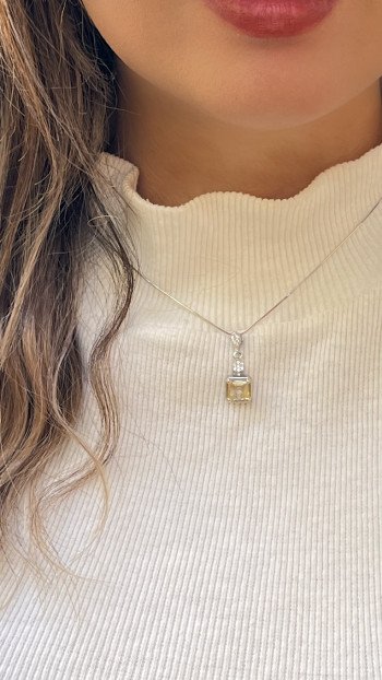 مدال نقره با سنگ سیترین  کد GN140-1