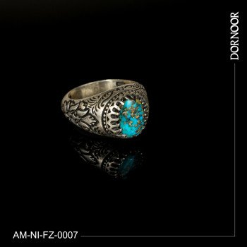 انگشتر نقره مردانه با سنگ فیروزه نیشابور