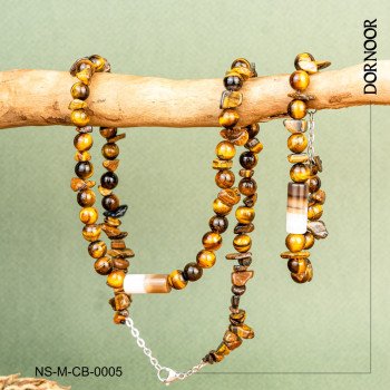 نیم ست مهره سنگی با سنگ چشم ببر