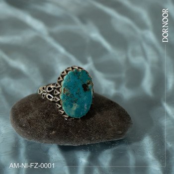 انگشتر نقره مردانه با سنگ فیروزه نیشابور