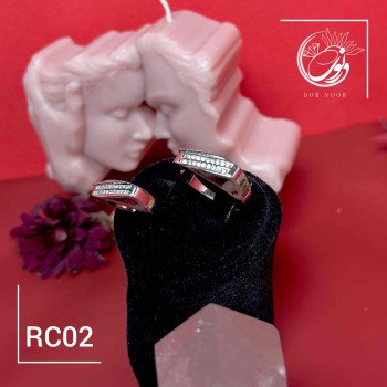 انگشتر نقره زنانه و مردانه ست با نگین اتمی کد Rc02