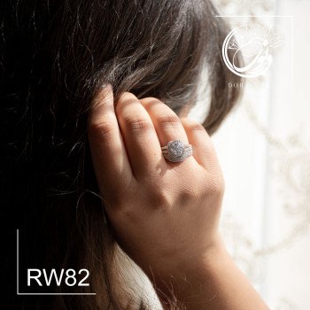 حلقه و پشت حلقه نقره با نگین اتمی کد Rw82