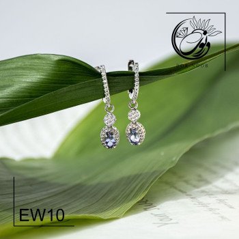 گوشواره نقره با سنگ تانزانایت EW10