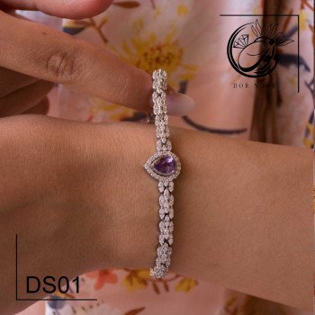 دستبند‎ نقره با نگین آمیتیست کد Ds01