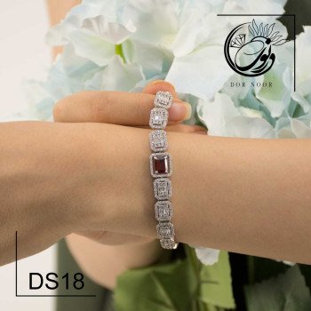 دستبند نقره باسنگ گارنت ds18