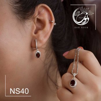 نیم ست نقره باسنگ گارنت ns40