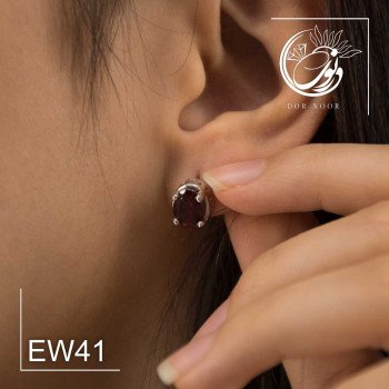 گوشواره نقره باسنگ گارنت ew41