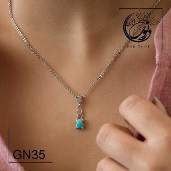 مدال نقره با سنگ فیروزه کد Gn35