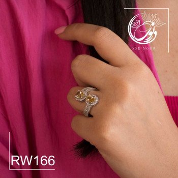 انگشتر  نقره  زنانه با سنگ قیمتی سیترین rw166