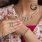 سرويس نقره زنانه با سنگ گارنت کد ss50