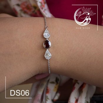 دستبند نقره با سنگ گارنت ds06