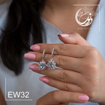 گوشواره نقره باسنگ توپاز سوییس ew32