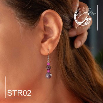 گوشواره تک با سنگ آمیتیست کد STR02