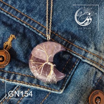 مدال با سنگ آمیتیست درخت زندگی ماه کد Gn154