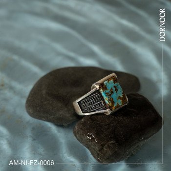 انگشتر نقره مردانه با سنگ فیروزه نیشابور