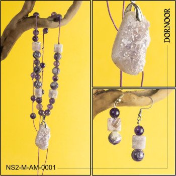 نیم ست دوتکه سنگی باسنگ آمیتیست