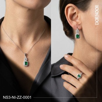 سرویس نقره زنانه باسنگ زمرد زامبیا NS3-NI-ZZ-0001
