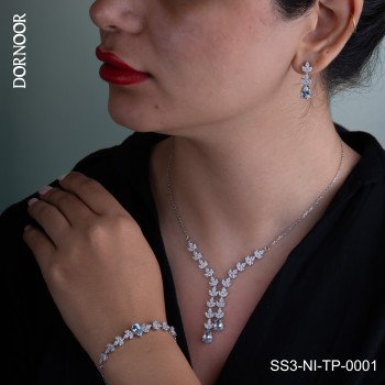 سرویس نقره با سنگ توپاز سوئیسی SS3-NI-TP-0001